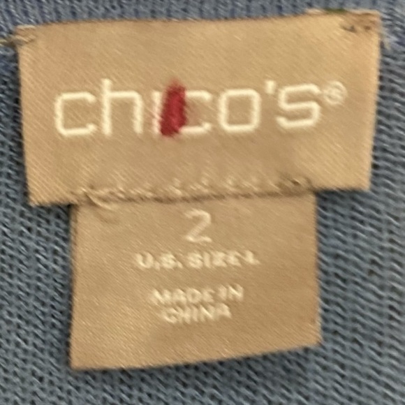 Chicos v neck longline open front lightweight periwinkle blue cardigan large - Picture 10 of 10